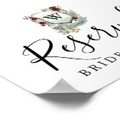 赤フローラモノグラム結婚クレストの予約記号 ポスター (角)