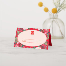 赤フローラリース中国の結婚披露宴 プレイスカード