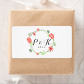 赤フローラリース結婚のウォーターボトルラベル ラベル (インサイチュ)