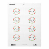 赤フローラリース結婚のウォーターボトルラベル ラベル (フルシート)