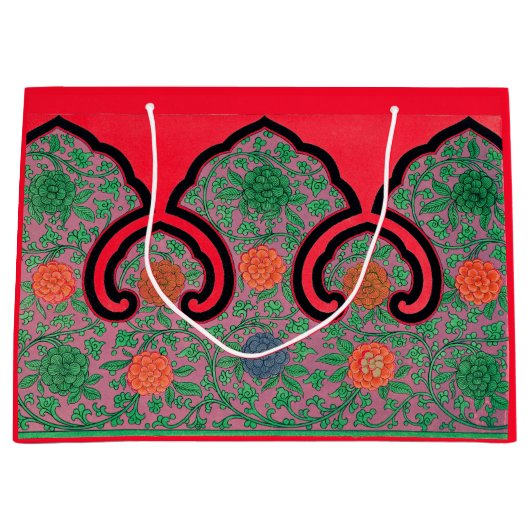 赤フローラ中国のにおけるアンティーク抱き枕 ラージペーパーバッグ (正面)