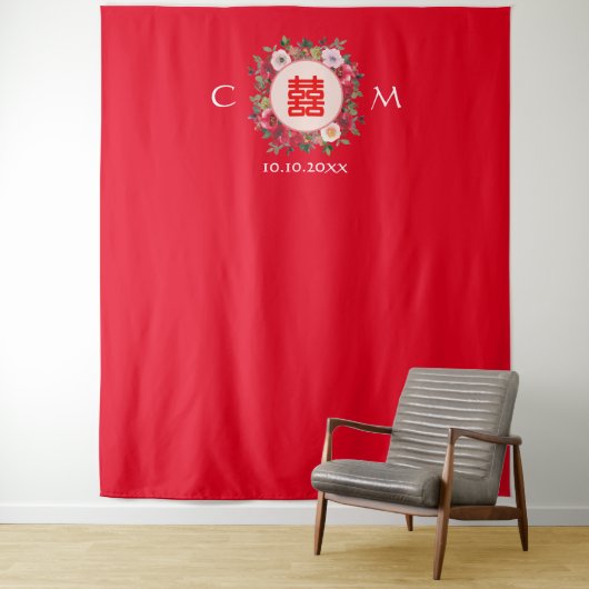 赤フローラ中国のリース結婚の背景 タペストリー (インサイチュ)