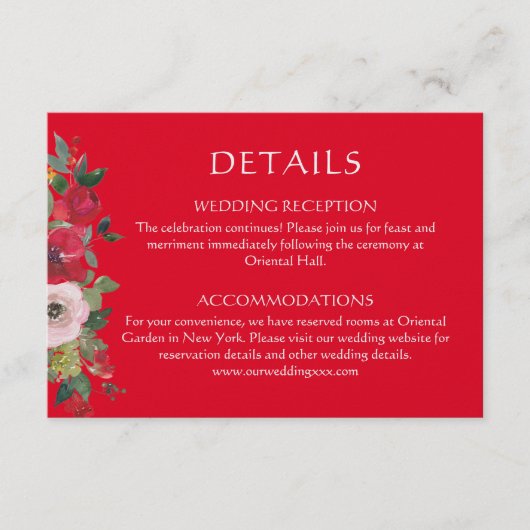 赤フローラ中国のリース結婚詳細 エンクロージャーカード (正面)