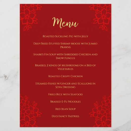 赤フローラ中国のロ結婚ゴの二重ハピネスM メニュー (正面)