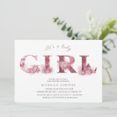 赤フローラ台本の赤ちゃんシャワーの招待状 (スタンド正面)