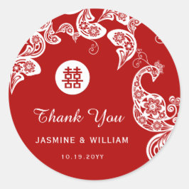 赤フローラ孔雀ダブルハピネスアジア結婚ズ ラウンドシール