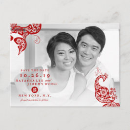 赤フローラ孔雀中国の写真保存 案内ポストカード