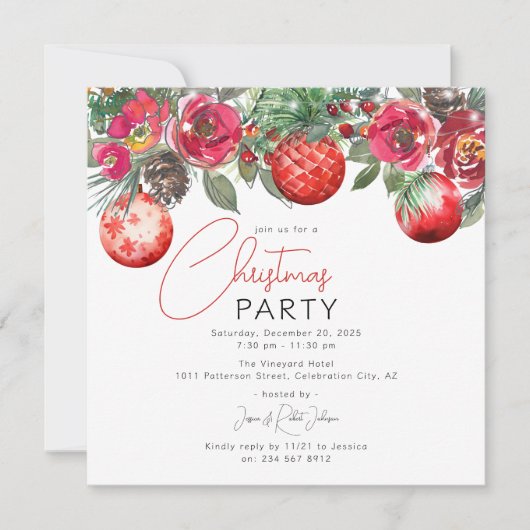 赤フローラ年間クリスマスパーティー 招待状 (正面)