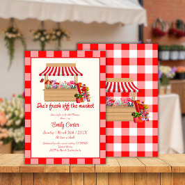 赤フローラ彼女は市場のブライダルシャワー 招待状