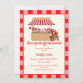 赤フローラ彼女は市場のブライダルシャワー 招待状 (正面)