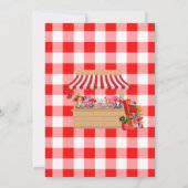 赤フローラ彼女は市場のブライダルシャワー 招待状 (裏面)