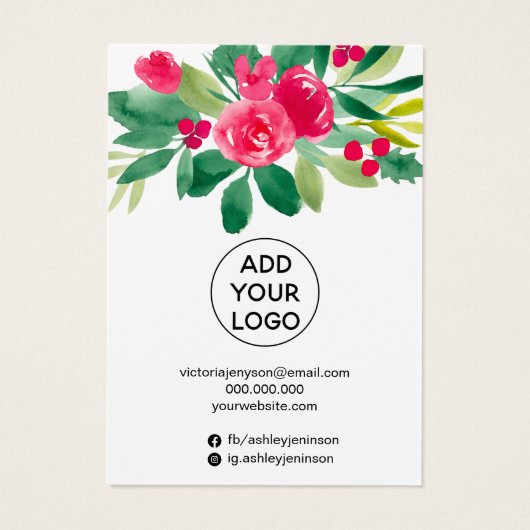 赤フローラ水彩ジュエリーイヤリング表示 (裏面)