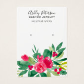 赤フローラ水彩ジュエリーイヤリング表示 (正面)