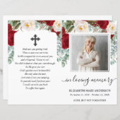 赤フローラ水彩写真葬儀プログラム (正面/裏面)