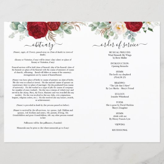 赤フローラ水彩写真葬式フルプログラム (裏面)
