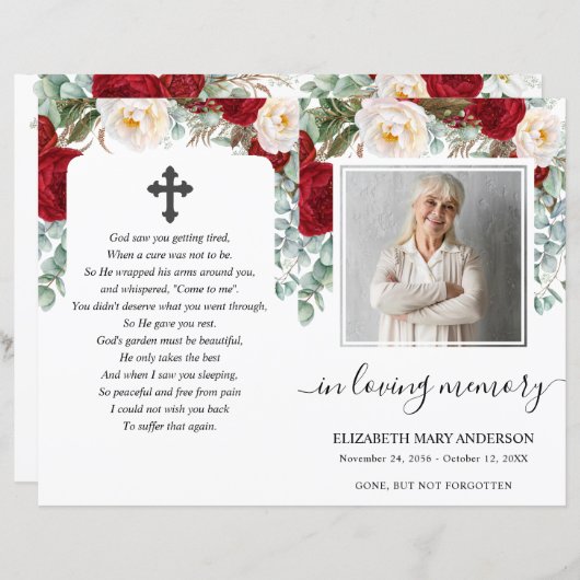 赤フローラ水彩写真葬式フルプログラム (正面/裏面)