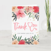 赤フローラ水彩聴診器ナース感謝していyou サンキューカード (正面)