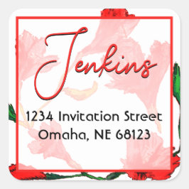 赤フローラ水結婚色 スクエアシール