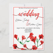 赤フローラ水結婚色 招待状 (正面)