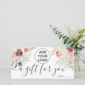 赤フローラ水色の素朴なロゴギフト券 (スタンド正面)