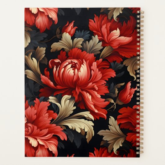 赤フローラ牡丹パタパーソナライズされたーン プランナー手帳 (裏面)