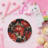 赤フローラ牡丹 ペーパープレート (パーティー)