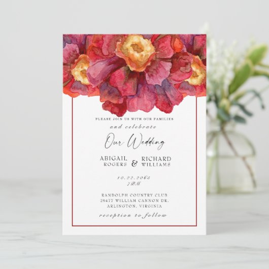 赤フローラ結婚のトスカーナはっきりしたとア鮮やかイスト 招待状 (スタンド正面)