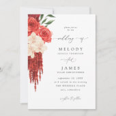 赤フローラ結婚式招待状V2 招待状 (正面)