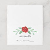 赤フローラ緑の葉のテーブル座席表 プレイスカード (外部開封)