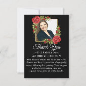 赤フローラ葬儀写真サンキューカード サンキューカード (正面)