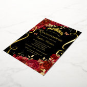 赤フローラ蝶エレガント金ゴールドキンセアニェラ 箔招待状 (回転した状態)