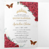 赤フローラ金ゴールド蝶キンチェニェラ15写真 三つ折り招待状 (内部最初)