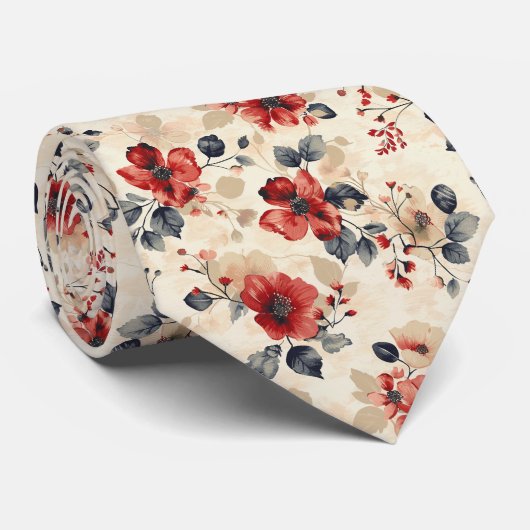 赤フローラ ネクタイ (ロール)