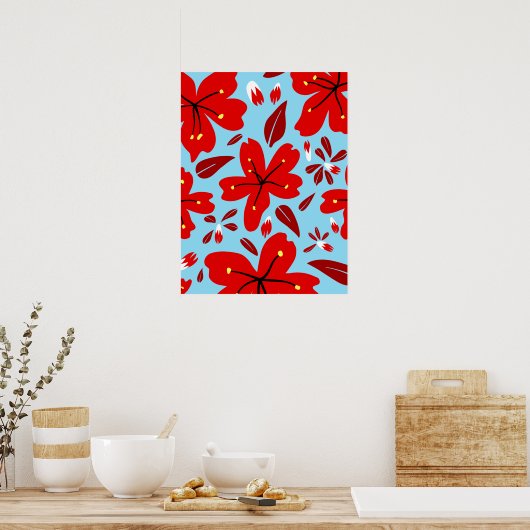 赤フローラ ポスター (キッチン)