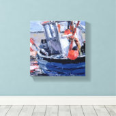 赤ブイ付きボート キャンバスプリント (インサイチュ (ウッドフロア))