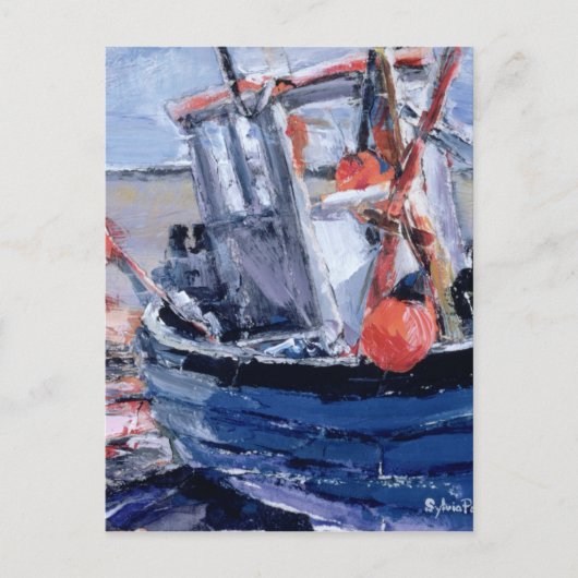 赤ブイ付きボート ポストカード (正面)