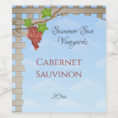 赤ブドウのつる植物 ワインラベル (シングルラベル)