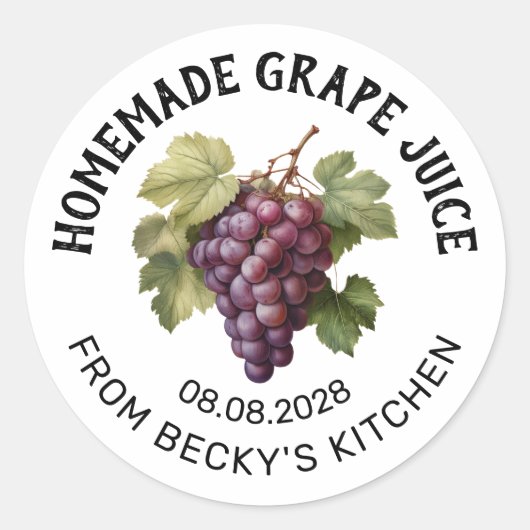 赤ブドウのブドウ果汁の缶詰ラベル ラウンドシール (正面)