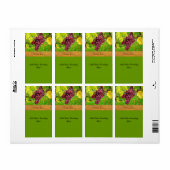 赤ブドウ付きホリデーワインラベルテンプレート ラベル (フルシート)