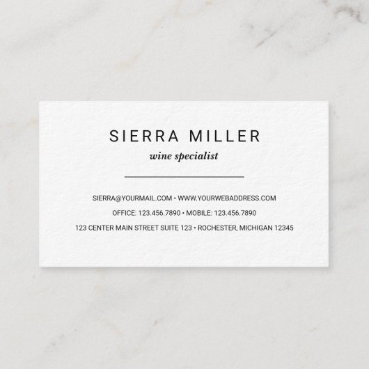 赤ブドウsomlierワイン名刺 名刺 (裏面)