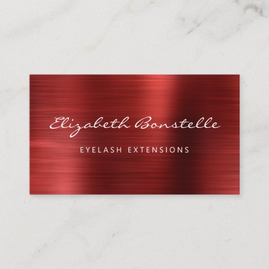 赤ブラシ仕上げメタルスクリプトラッシュエクステンション 名刺 (正面)