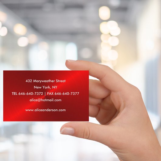 赤ブラシ仕上げ金属光沢 名刺