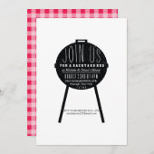 赤ブランケット付きBBQ市松模様に文字テーマ招待状 招待状 (正面/裏面)