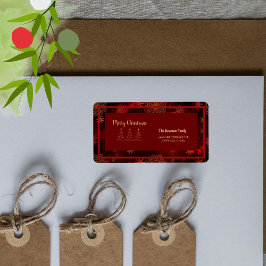 赤ブルゴーニュのメリークリスマスの住所 ラベル