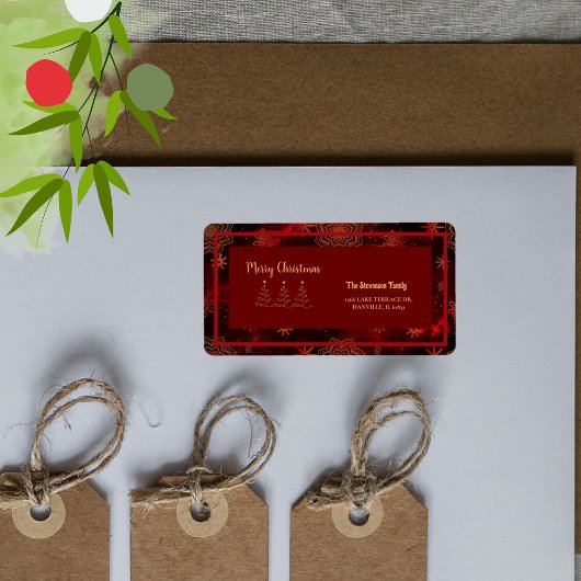 赤ブルゴーニュのメリークリスマスの住所 ラベル