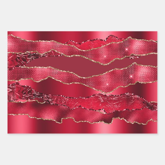 赤ブルゴーニュの梅酒グリッターメタリックフォイルシック ラッピングペーパーシート (正面3)