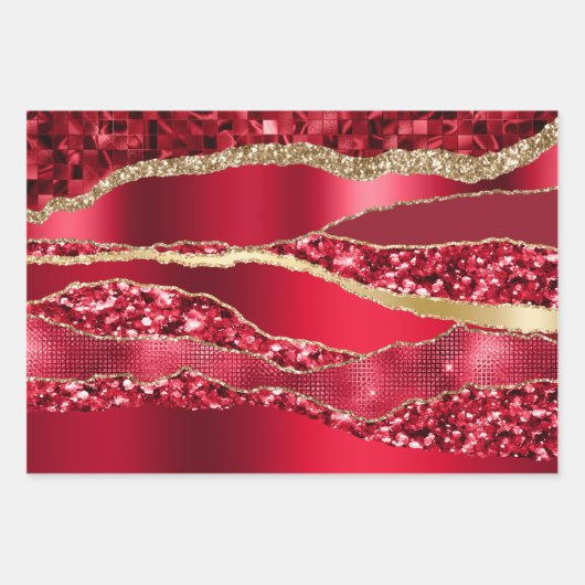 赤ブルゴーニュの梅酒グリッターメタリックフォイルシック ラッピングペーパーシート (正面)