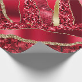 赤ブルゴーニュの梅酒グリッターメタリックフォイルシック ラッピングペーパー (角)