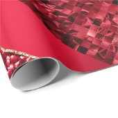 赤ブルゴーニュの梅酒グリッターメタリックフォイルシック ラッピングペーパー (ロールコーナー)
