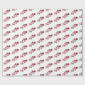 赤ブルゴーニュの水色ホリーベリークリスマス ラッピングペーパー (フラット)